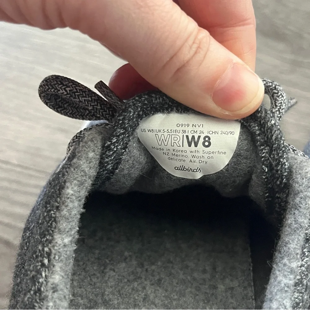 Allbirds Womens Wool Runner Charcoal Sneakers Size 8